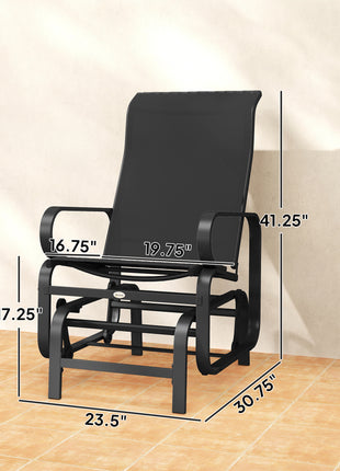Gliding Lounger Chair Set of 2, Single Rockers with Lightweight Metal & Mesh Construction, Black