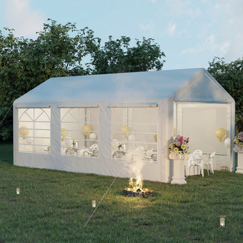 10' x 20' Heavy Duty Party Tent & Carport with Removable Sidewalls and Double Doors, Large Canopy Tent, Sun Shade Shelter, for Parties, Wedding, Outdoor Events, BBQ, White