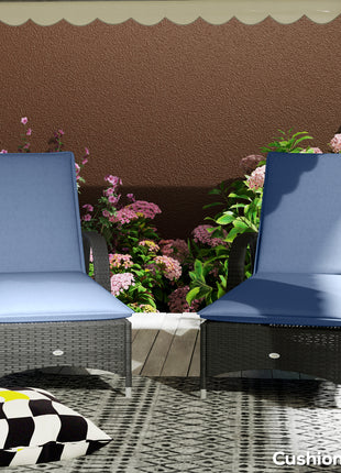 Foldable Chaise Lounge Cushion Set of 2, Outdoor Lounge Chair Cushion Set, UPF50+ 200gsm Fabric, 76" x 23", Blue