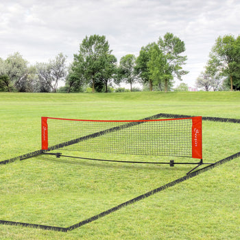 10ft Portable Soccer Tennis/Pickleball/Badminton/Mini Tennis Net w/ Sideline for Training with Included Storage Bag, Red