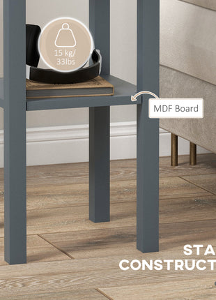 2-Tier Side Tables Set of 2 with Drawer and Shelf, 2 Pieces End Tables for Living Room and Hallway, Gray