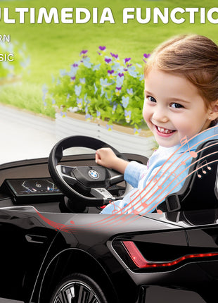 12V Electric Car for Kids with 2.4G Remote Control, Suspension, Black