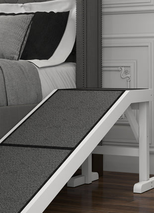 60" Pet Ramp for Dogs & Cats with Non-Slip Carpet, White