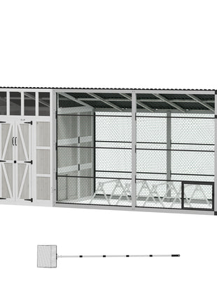 Large Chicken Coop for 10-15 Hens, Walk-in Outdoor Chicken House with Run, Nesting Box, Waterproof Roof, Perches
