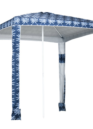 Quick Beach Cabana Canopy Umbrella, 6.5' Easy-Assembly Sun-Shade Shelter with Sandbags and Carry Bag, Cool UV50+ Fits Kids & Family, Blue Coconut Palm