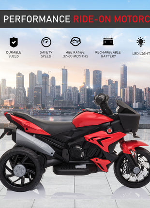 6V Kids Motorcycle Toddler Ride-on Toy, High-Traction Battery-Operated Mini Electric Motorbike with Forward/Reverse Switch, Music, Headlights, Horn, Red