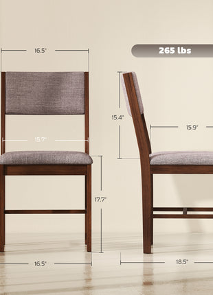 Modern Dining Chairs Set of 4, Linen Fabric Kitchen Chairs with Rubberwood Legs for Dining Room, Living Room, Brown