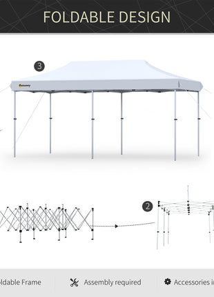 10'x20' Aluminum Pop Up Canopy Tent, Upgraded Thicker Tube Instant Party Tent with Wheeled Bag, 2-Level Adjustable, XL Large Ground Stakes for Events Patio Backyard