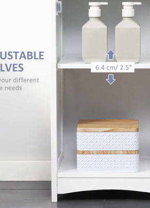 Tall Bathroom Storage Cabinet, Narrow Bathroom Cabinet with 3 Tier Shelving, Drawer and Adjustable Shelves, Slim Freestanding Linen Tower, White
