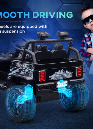 12V Ride on Car, Ride on Truck w/ Remote, 4 Suspension Wheels, 3 MPH Max Speed, Music, Horn & Lights, Black