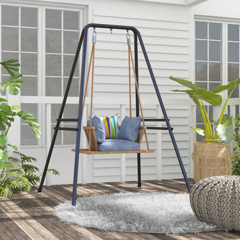 A-Shaped Hammock Chair Stand, Heavy Duty Swing Stand for Indoor & Outdoor Use, Max 330 lbs., Black