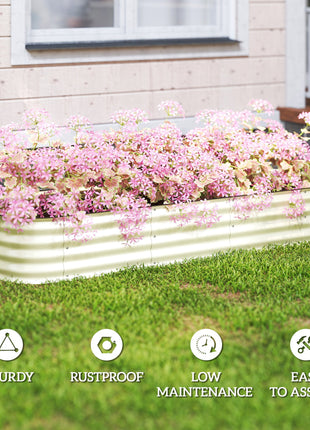 6.4' x 2' x 1' Galvanized Raised Garden Bed Kit, Metal Planter Box with Safety Edging, Cream