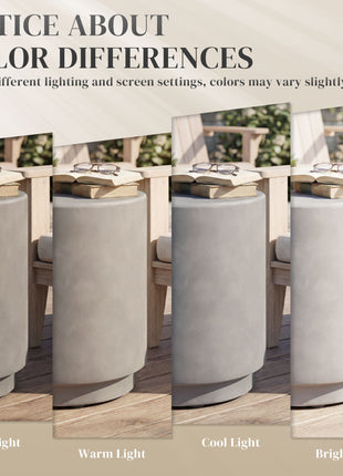 Lightweight Accent Table with Concrete Finish Round Side Table, Light Gray