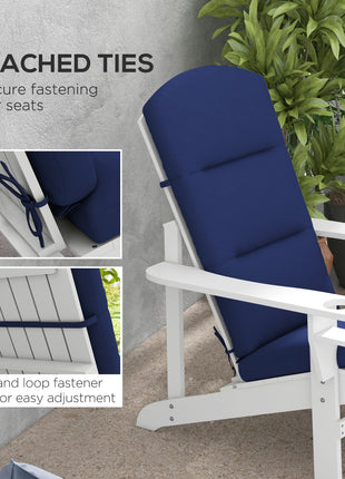 Outdoor Chair Cushions for Adirondack Chair, Replacement Cushions with Ties, Seat & Back Cushion, Blue