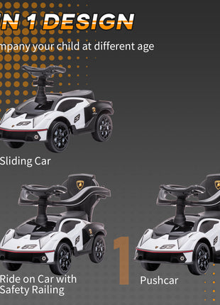 Toddler Push Car, Lamborghini Stroller Walking Car Age for 1-3, White