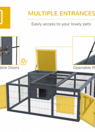 Rabbit Hutch, Waterproof Rabbit House for Small Animals, Gray