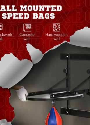 Adjustable Speed Bag Platform, Wall Mounted Speed Bags for Boxing, with 360-Degree Swivel and 10'' Speedbag