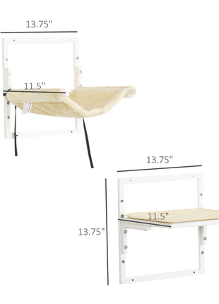 Cat Shelves for Indoor Cats, 6Pc Modern Cat Wall Furniture with Adjustable Height Jumping Platforms & Hammock, Cream White