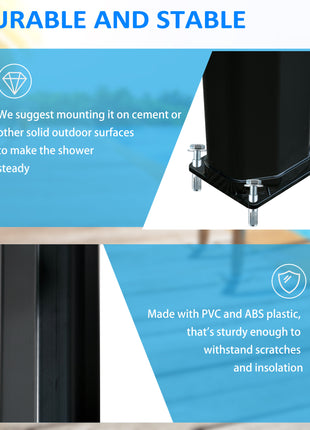 7ft Outdoor Solar Heated Shower with 360 Rotating Shower Head, Foot Shower Faucet, Temperature and Pressure Adjustable, Holds 9.2 Gallons for Backyard Pool