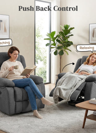 Recliner Massage Armchair with Heat, Oversized Swivel Rocker with Footrest, Remote and Side Pockets, Gray