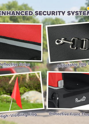 Dog Bike Trailer for Small & Medium Dogs, Universal Bicycle Coupler, Flip-Down Ramp Tailgate, Red