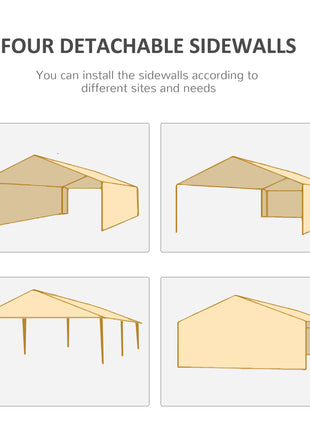 Large 20' x 10' Gazebo Canopy Party Tent with 4 Removable Window Side Walls, Outdoor Events - White