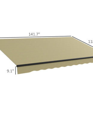 12' x 10' Retractable Awning, 280gsm UV Resistant Sunshade Shelter for Deck, Balcony, Yard, Beige