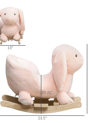 Rabbit Wooden Rocking Horse with Sound, Pink
