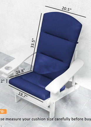 Outdoor Chair Cushions for Adirondack Chair, Replacement Cushions with Ties, Seat & Back Cushion, Blue