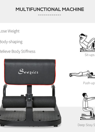 3 in 1 Padded Push Up Sit Up Squat Machine Home Gym Fitness Equipment, Black