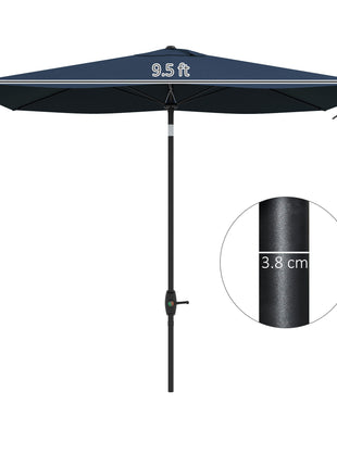 6.5' x 10' Rectangular Market Umbrella, Patio Outdoor Table Umbrella with Crank and Push Button Tilt, Blue