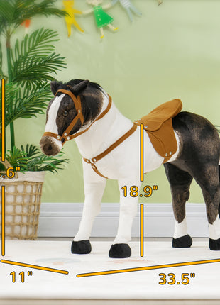 Ride on Horse for Toddlers 3-8 Years Old, Stuffed Animal Horse Toy with Neighing Sound, Brown