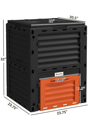 Garden Compost Bin 80 Gallon Outdoor Large Capacity Composter Fast Create Fertile Soil Aerating Box, Orange