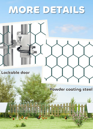 Large Chicken Coop with Waterproof and Anti-UV Cover, Spire Shaped for Outdoor and Yard Farm Use, 39' x 10' x 6.4'