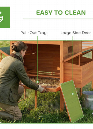137" Wooden Chicken Coop for 4-6 Chickens, Backyard, Orange