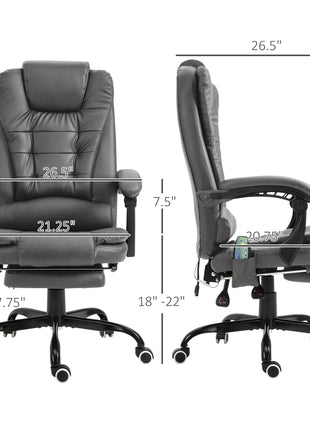 7-Point Vibrating Massage Office Chair High Back Massaging Office Desk Chair with Lumbar Support, Footrest, Gray
