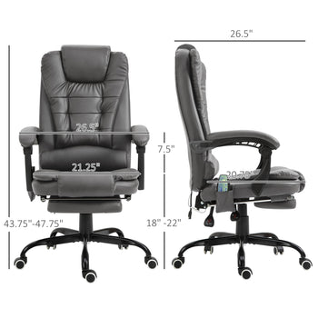 7-Point Vibrating Massage Office Chair High Back Massaging Office Desk Chair with Lumbar Support, Footrest, Gray