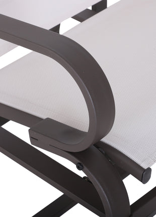 Gliding Lounger Chair, Single Rocker with Lightweight Metal & Mesh Construction, White