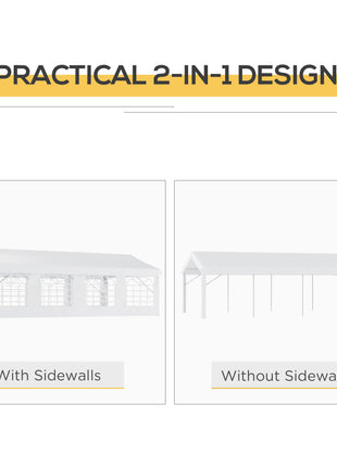 Heavy Duty Party Tent, 13x26 ft Outdoor Wedding Event Shelter, with Removable Sidewalls & Windows, for Family Gatherings, White