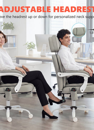 High Back Vibration Massage Office Chair Heated Reclining Computer Chair w/ Footrest, Swivel Wheels, Remote, Light Gray