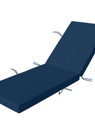 Chaise Lounge Cushion, 4" Thick Outdoor Lounge Chair Cushions with Ties for Patio, 26" x 80", Navy Blue