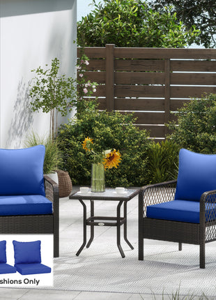 Patio Chair Cushions Set of 2 with Seat & Backrest, Fade Resistant Seat Replacement Cushion Set, Navy Blue