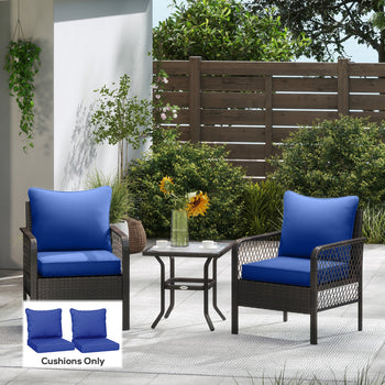 Patio Chair Cushions Set of 2 with Seat & Backrest, Fade Resistant Seat Replacement Cushion Set, Navy Blue