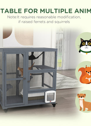 Cat House, Indoor Cat Enclosure on Wheels with Openable Top, 39"
