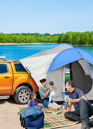 2000mm Waterproof SUV Tent, Car Tent with 3 Doors and Mesh Window, for 5-6 Person Camping Travel, Gray and Blue