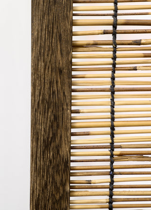 Hand Woven Room Divider, 4 Panel Folding Privacy Screen, Indoor Reed Partition Wall, 63"x67"x0.75", Brown