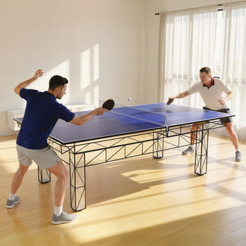 9 ft Folding Ping Pong Table Top for Billiard Tables, Table Tennis Conversion Top with Net, Foam Padding, Blue