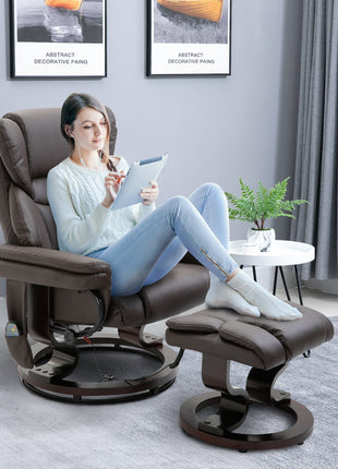 Massage Sofa Recliner Chair w/ Footrest, 10 Vibration Point, Faux PU Leather, Brown
