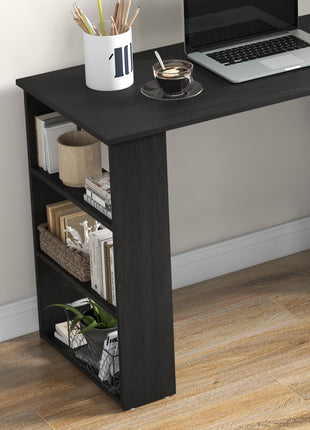 360° Rotating Home Office Desk L Shaped Corner Computer Desk with Storage Shelves, Writing Table Workstation, Black