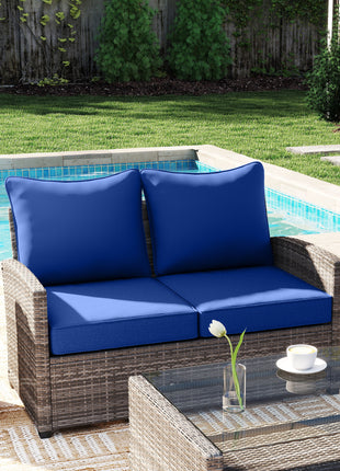 Patio Chair Cushions Set of 2 with Seat & Backrest, Fade Resistant Seat Replacement Cushion Set, Navy Blue